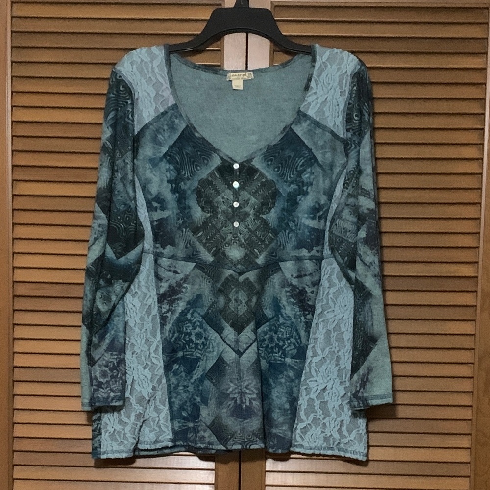Vintage Y2K Energe One World Boho Tunic Top Lace Embellished 2X